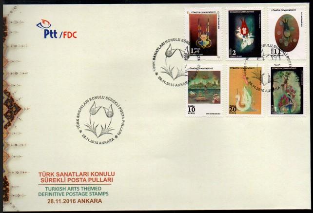 2016 TÜRK SANATLARI KONULU SÜREKLİ PUL FDC