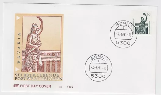 Almanya 1991 Bavyera Heykeli FDC