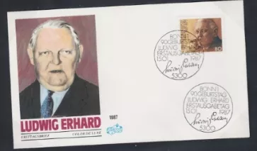 Almanya 1987 Ludwig Erhard’ın 90. doğum günü FDC
