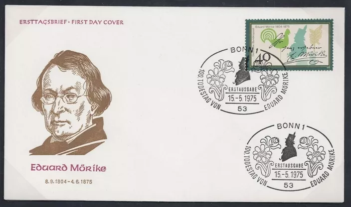 Almanya 1975 Eduard Mörike, FDC Bonn