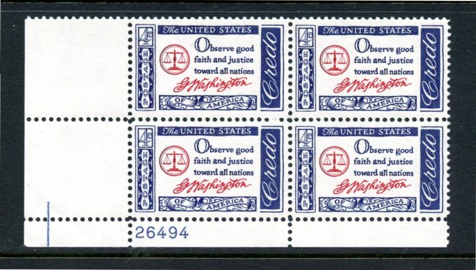 AMERİKA 1960 George Washington American Credo  4’lü Blok