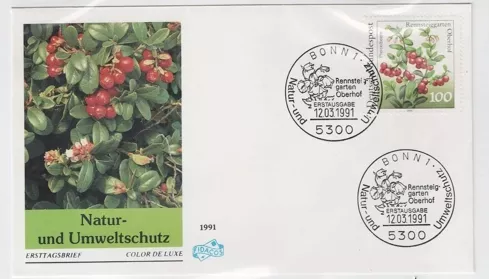 Almanya 1991 Doğa ve çevre koruma; Rennsteiggarten Oberhof bahçesindeki bitkiler FDC