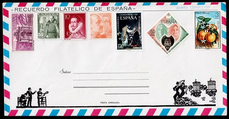 İspanya Filatelik zarf, Çok Pullu, Damgasız - Recuerdo Filatelico De Espana