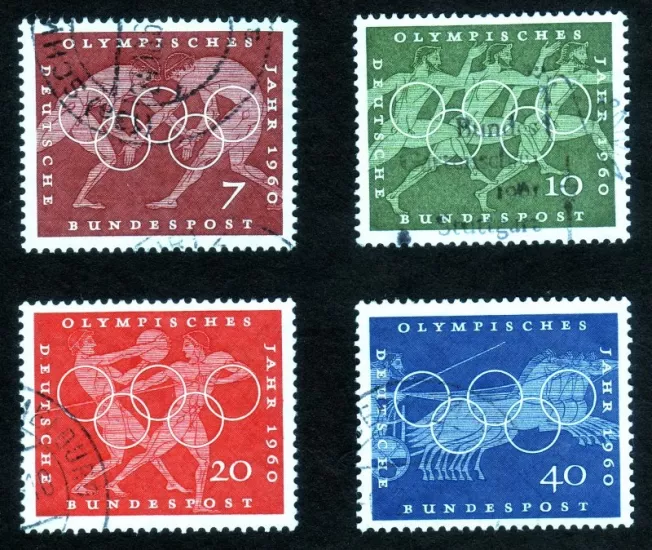 Almanya 1960 Olimpiyat Oyunları - Roma, Damgalı Tam Seri