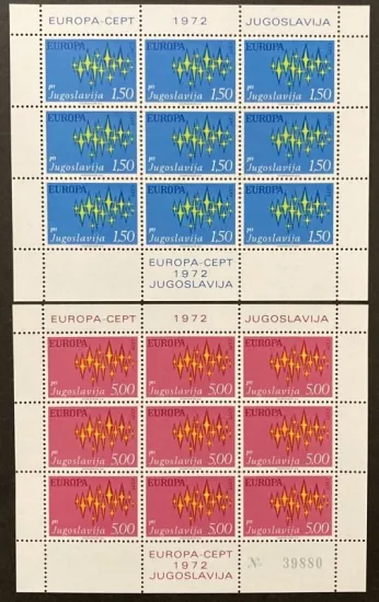 1972 YUGOSLAVYA EUROPA CEPT TABAKA MNH
