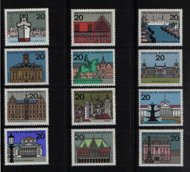  ALMANYA 1964 FEDERAL BAŞKENTLER 12 Lİ TAM SERİ MNH