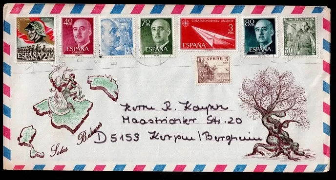 İspanya Filatelik zarf, Çok Pullu, Damgalı - Recuerdo Filatelico De Espana