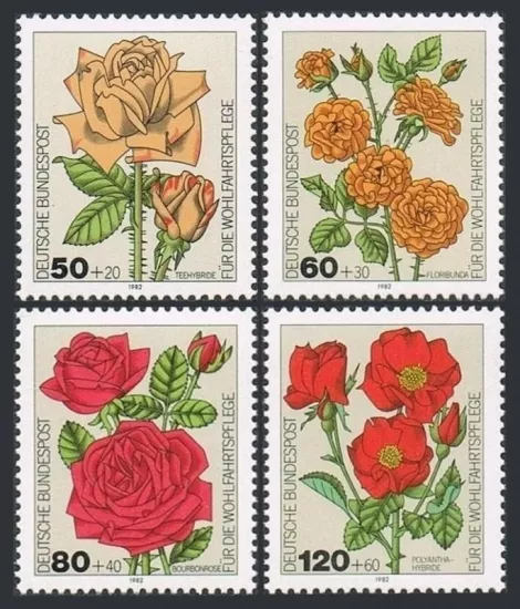 ALMANYA BERLİN 1982 Yardım Pulları, Güller