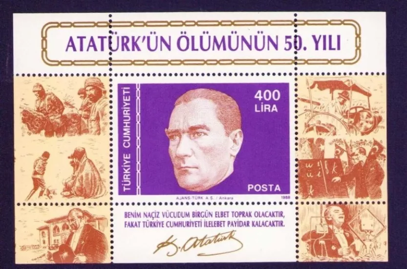 1988 ATATÜRK ÜN ÖLÜMÜNÜN 50. YILI BLOK MNH