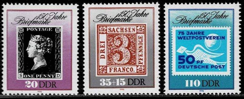 ALMANYA DDR 1990 Pullar Üzerine Pullar - İlk Pulun 150. Yıldönümü