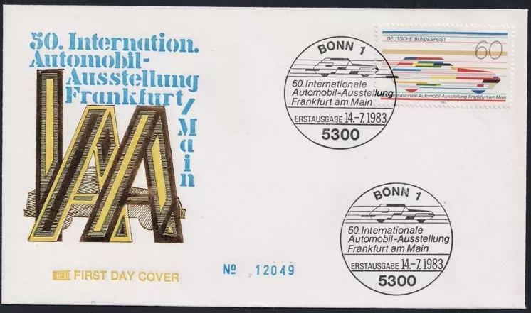 Almanya 1983 Uluslararası Otomobil Fuarı IAA FDC, Bonn