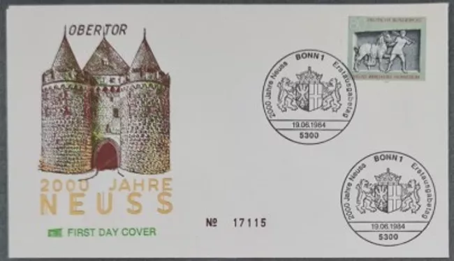 Almanya 1984 Neuss Walldoor kale şatosu FDC, Bonn