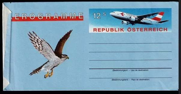 Avusturya Aerogramme – 12 Schilling Austrian Airlines Zarfı