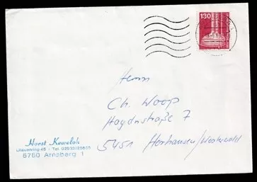 Almanya İş Yazışma Zarfı (Arnsberg → Horneburg/Wookwold)