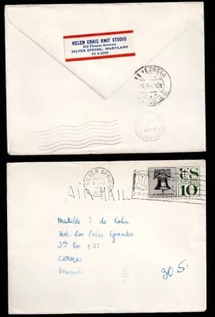 ABD’den Venezuela’ya Gönderilmiş Airmail Zarfı (Silver Spring, MD → Caracas)