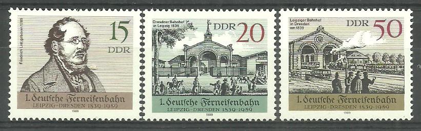 ALMANYA DDR 1989 Leipzig-Dresden Demiryolunun 50. Yıldönümü