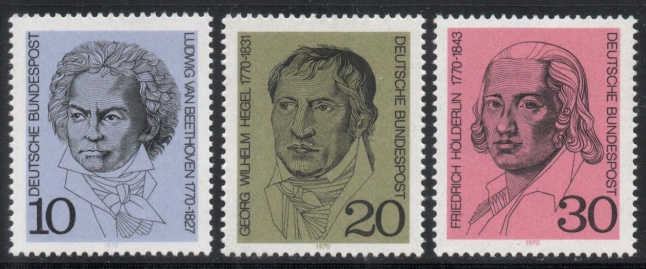 ALMANYA 1970 BEETHOVEN - HEGEL - HÖLDERLİN MNH SERİ