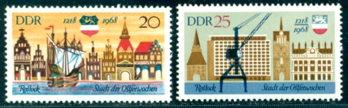 ALMANYA DDR 1968 ROSTOCK ŞEHİR ARMALARI MODERN BİNALAR MNH