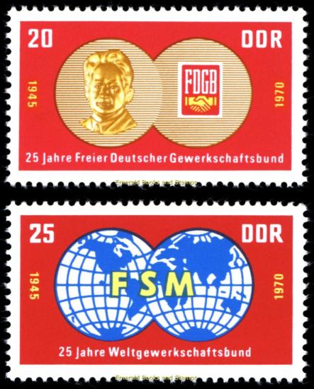 ALMANYA DDR 1970 ALMAN SENDİKASI KONFEDERASYONUNUN 25. YILI