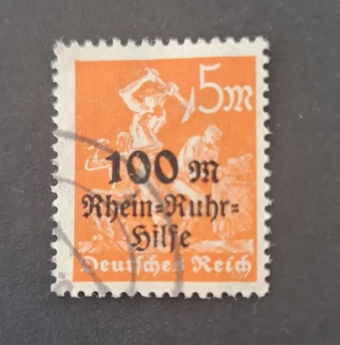 Almanya 1923 Rhein-Ruhr-Hilfe 100m Sürşarjlı Madenci Pulu, Şarniyer izli