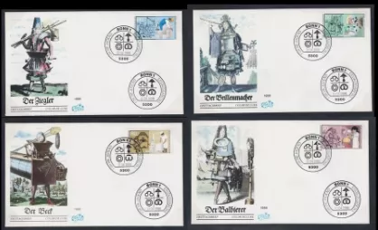 Almanya 1987 Gençlik: El Sanatları Ticareti 4’lü FDC Set