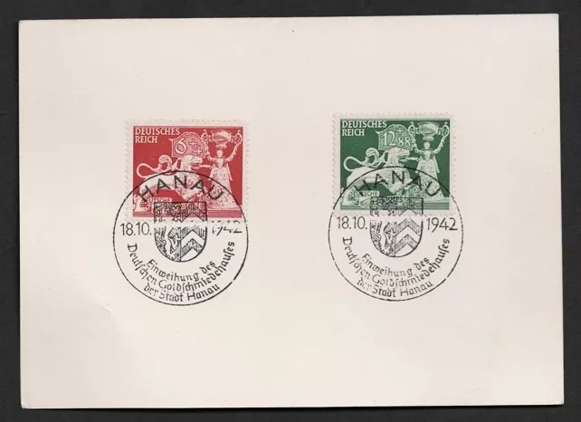 Deutsches Reich 1942 Hanau Kuyumculuk Sanatı Özel Damgalı Posta Kartı