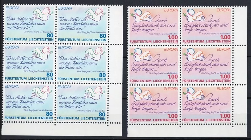 1995 EUROPA CEPT Liechtenstein, Barış ve Özgürlük 6’lI Köşe Blok