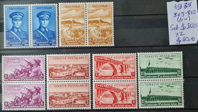 1938 CUMHURİYETİN 15. YILDÖNÜMÜ 2’Lİ TAM SERİ MNH