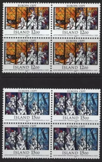 1987 İZLANDA EUROPA CEPT,  DAMGASIZ MNH 4 ’LÜ BLOK TAM SET