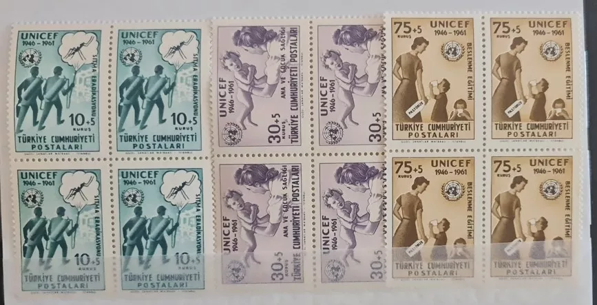 TÜRKİYE 1961 UNICEF İN KURULUŞUNUN 15. YILI 4’LÜ MNH BLOK