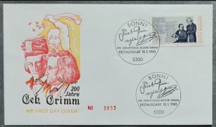 Almanya 1985 Grimm Kardeşlerin 200. doğum günü FDC, Bonn