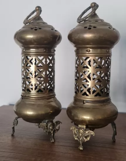 Vintage Bakır Mumluk Çift – Antika Koleksiyonluk