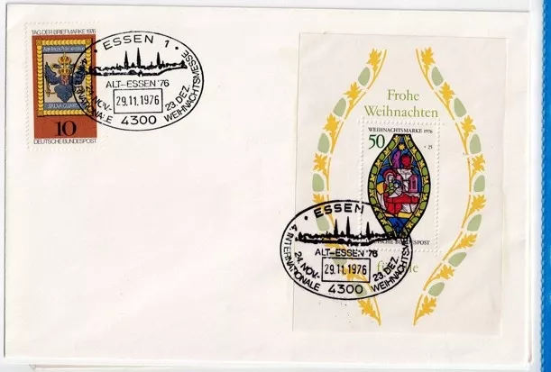 1976 Almanya Noel Wohlfahrtsmarke – Essen Anma Zarfı