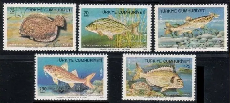 TÜRKİYE 1975 BALIKLAR TAM SERİ MNH