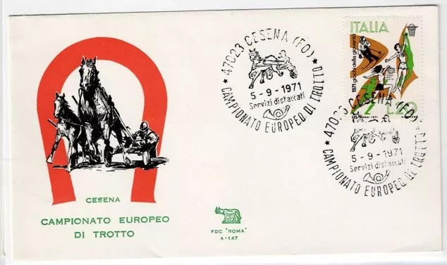 Campionato Europeo di Trotto – Cesena 1971 Özel FDC Kapak | Nadir Spor Filateli