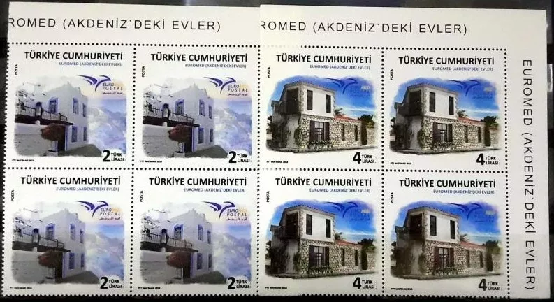 2018 EUROMED AKDENİZ’DEKİ EVLER, KÖŞE BLOK 4’LÜ MNH
