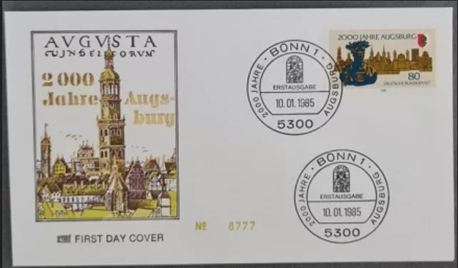 Almanya 1985 Augsburg 2000. Kuruluş Yılı FDC, Bonn