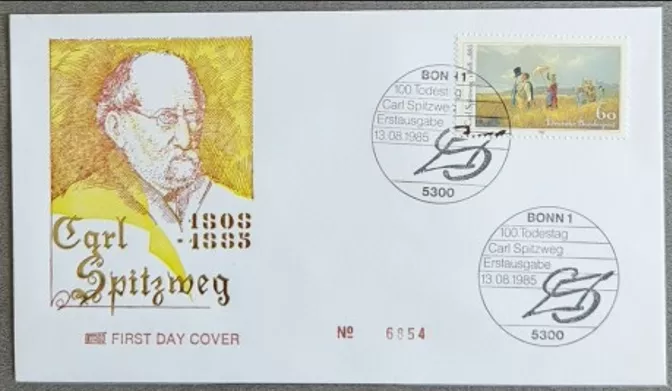 Almanya 1985  Carl Spitzweg’in ölümünün 100. yıldönümü FDC, Bonn