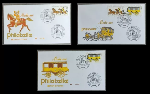 Almanya 1985 Uluslararası Pul Sergisi MOPHILA’85, Hamburg 3’lü FDC, Bonn