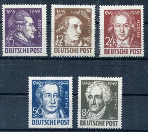 Almanya 1949 Sovyet İşgal Bölgesi, Goethe Portreleri MNH Seri