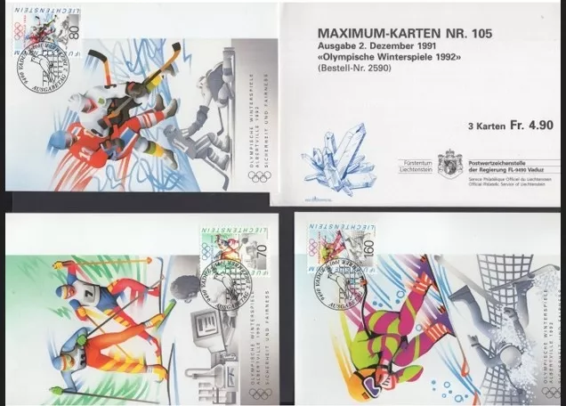 1991 LIECHTENSTEIN MAXIMUM CARD TAM SET, MAXİ KART