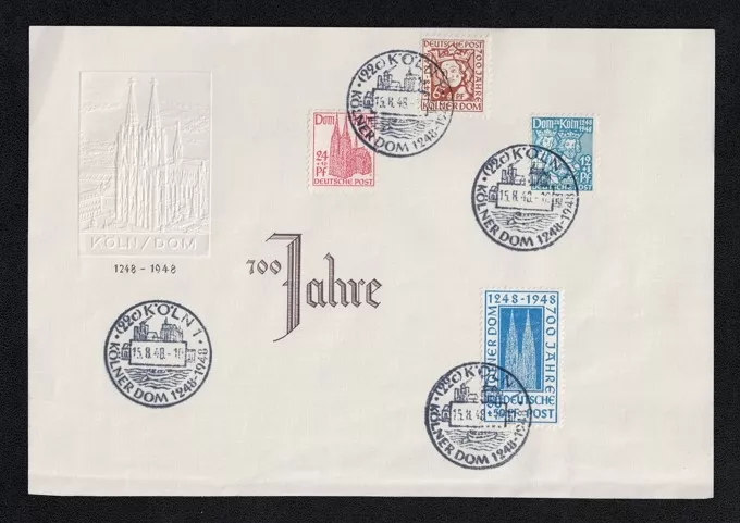 Köln Katedrali’nin (Kölner Dom) 700. yılına özel hatıra posta zarfı.