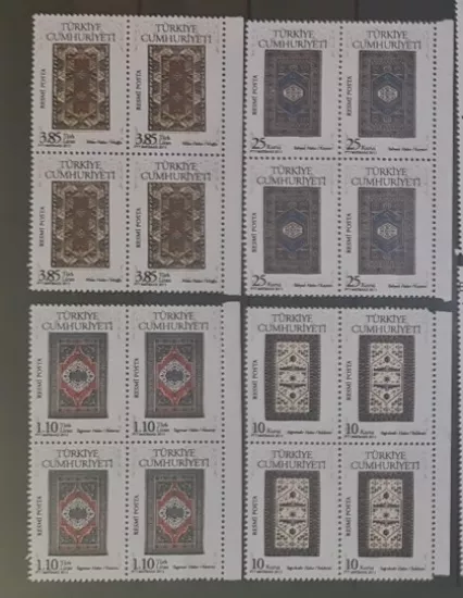 2013 HALI ve KİLİM MOTİFLERİ RESMİ POSTA PULLARI 4’LÜ BLOK MNH