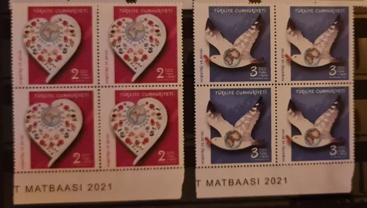 2021 SÜREKLİ POSTA PULLARI HOŞGÖRÜ VE SEVGİ 4’LÜ MNH BLOK
