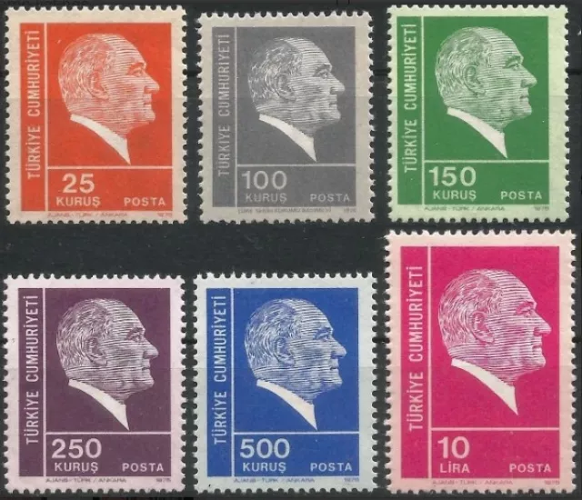 TÜRKİYE 1975 ATATÜRK SÜREKLİ SERİ PULLARI TAM SERİ MNH