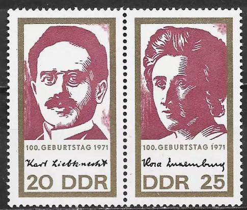 ALMANYA DDR 1971 Karl Liebnecht ve Rosa Luxembourg’un Doğumlarının 100. Yıldönümü