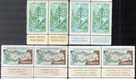 1957 TÜRKİYE’DE ORMANCILIĞIN 100. TEDRİS YILI 2’Lİ MNH