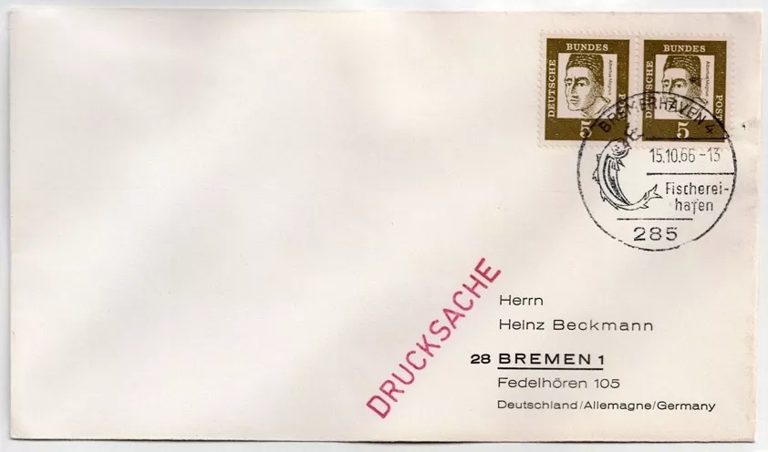 Almanya 1966 – Bremerhaven Balıkçılık Limanı Damgalı Zarf