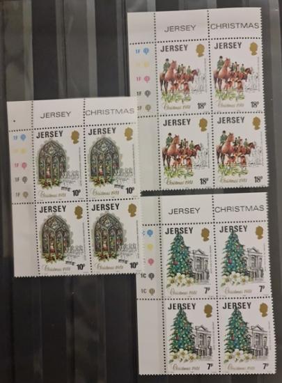JERSEY 1981 Noel, yeni yıl pulları 4’lü Blok