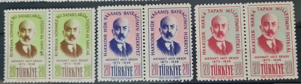 1956 ŞAİR MEHMET AKİF ERSOY’UN XX.ÖLÜM YILDÖNÜMÜ 2’Lİ MNH
